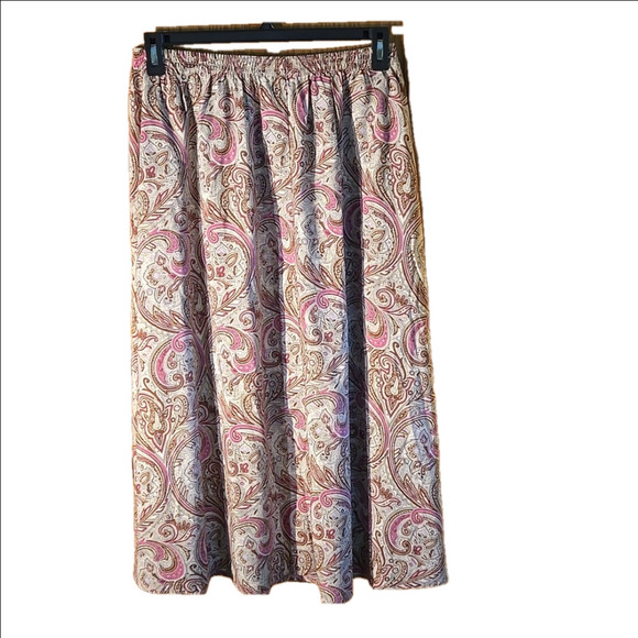 220 Hickory Paisley Print Rayon Skirt Midi Length Women size L - Picture 2 of 6